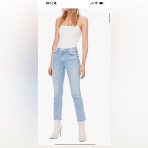 Mother denim/ mid rise dazzler ankle fray